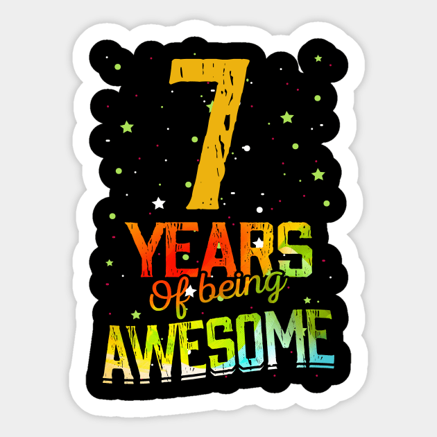 7th Birthday Girl Gift Vintage Retro 07 Years Of Being Awesome Gifts Funny 7 Years Old Boys Kids Sticker by nzbworld